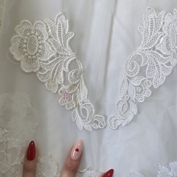 VTG👰‍Alfred Angelo Wedding Dress Bishop Sleeve Lace Tiered Prarie Victorian XS - Picture 16 of 16